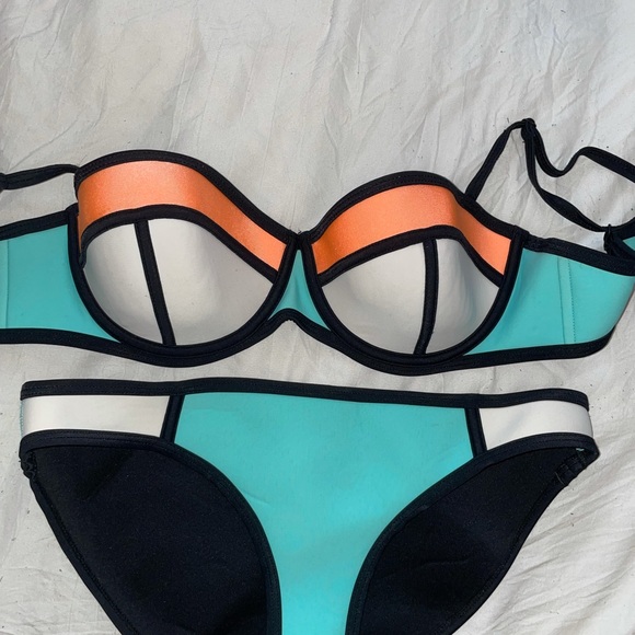 Triangle Neoprene Colorblock Bikini - Picture 2 of 4